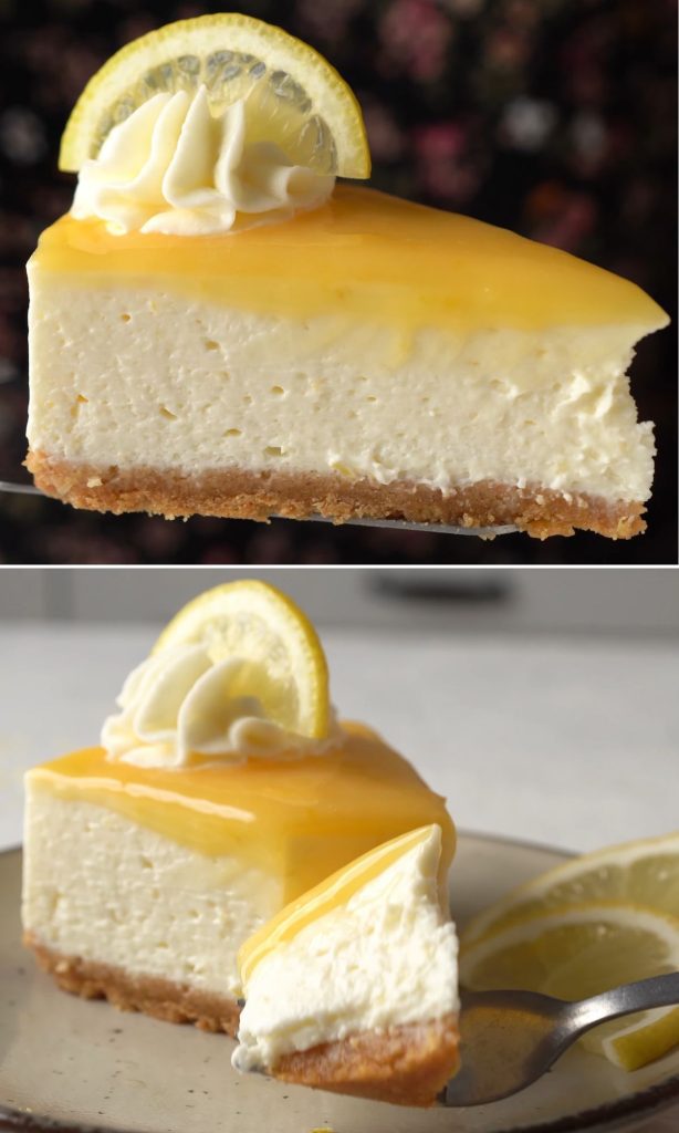 No-Bake Lemon Cheesecake With Lemon Curd Topping 4